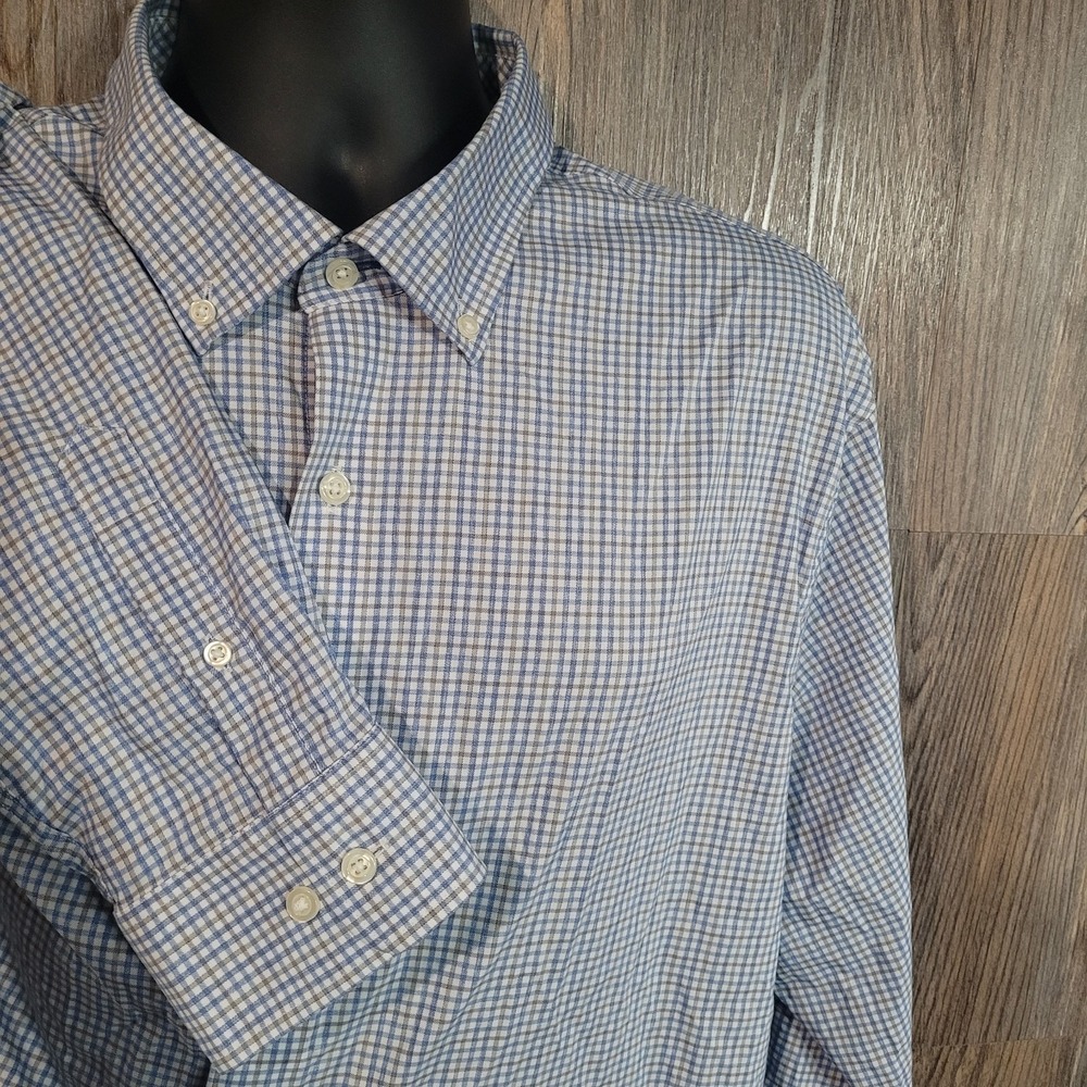 Johnnie-O Performance Button Down Shirt Size XXL 2XL Koby Mini Pane Plaid Bamboo